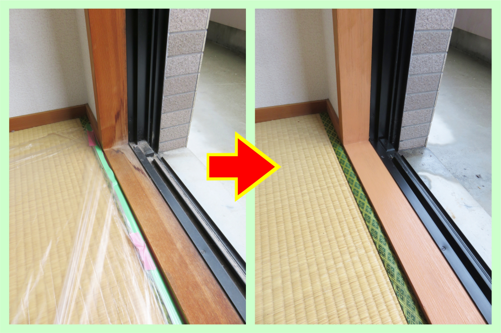 木枠の色落ち・色褪せを塗装で修復リペア