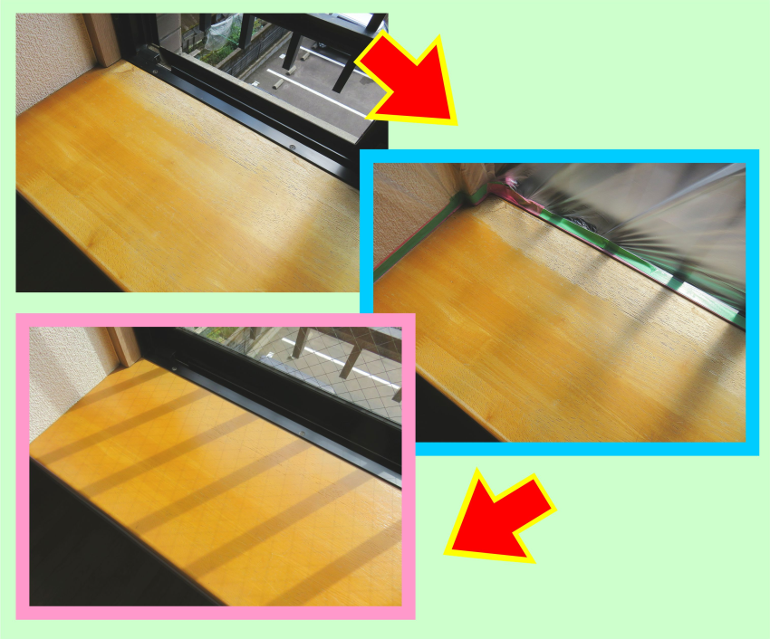 出窓カウンターの色落ち（色褪せ）