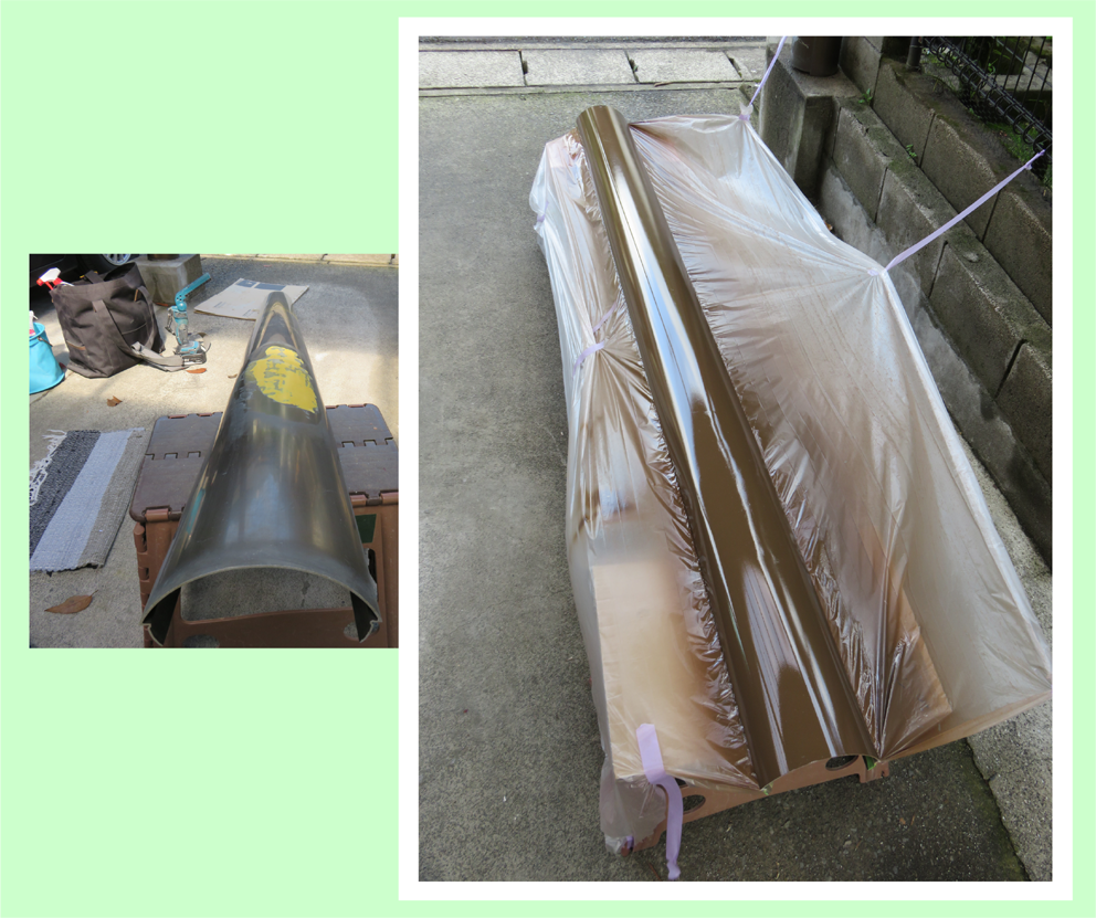 カーポート支柱の塗装作業