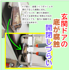鹿児島　玄関ドア底部分の補修作業