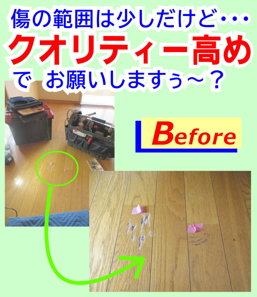 傷は少なめだけど、その分クオリティー高めのリペア依頼