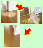 木枠と床の剥がれキズをリペア